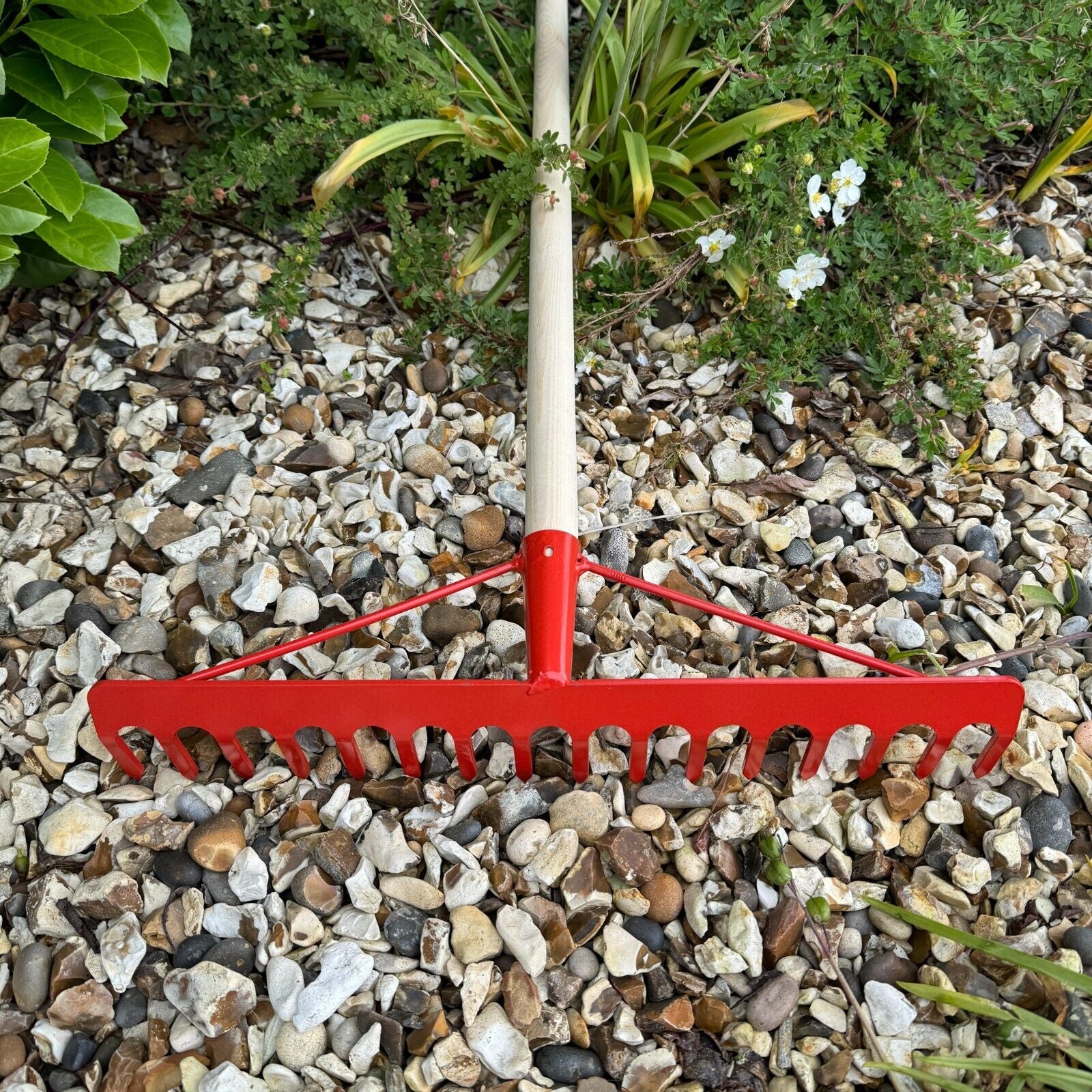 Garden Rake Steel Hardened Heavy-Duty for Hay Leaves Lawn Pebbles Removal Tool