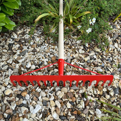Garden Rake Steel Hardened Heavy-Duty for Hay Leaves Lawn Pebbles Removal Tool