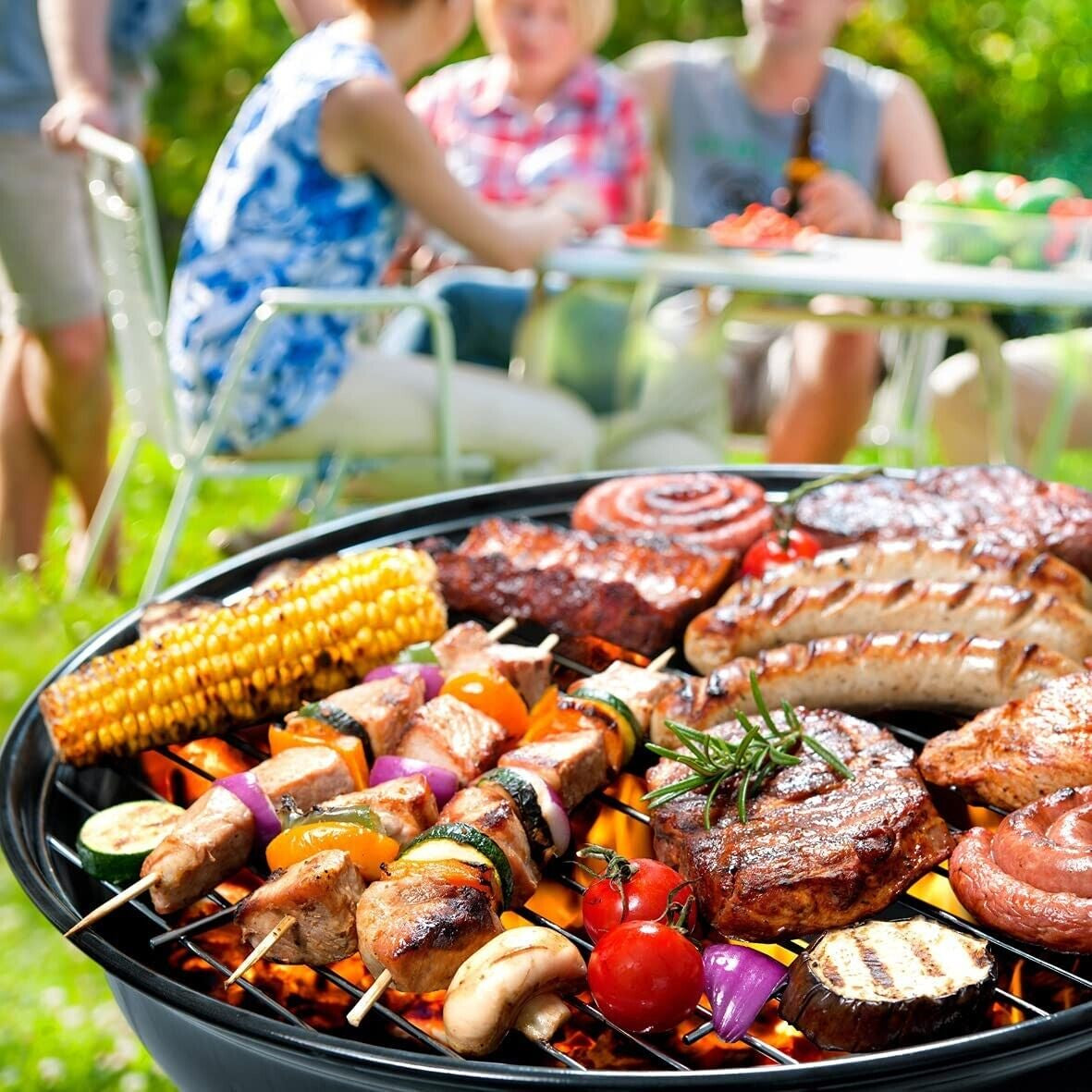 17’ Charcoal Kettle BBQ Grill with Lid & Wheels / Outdoor, Picnic, Camping, Cook