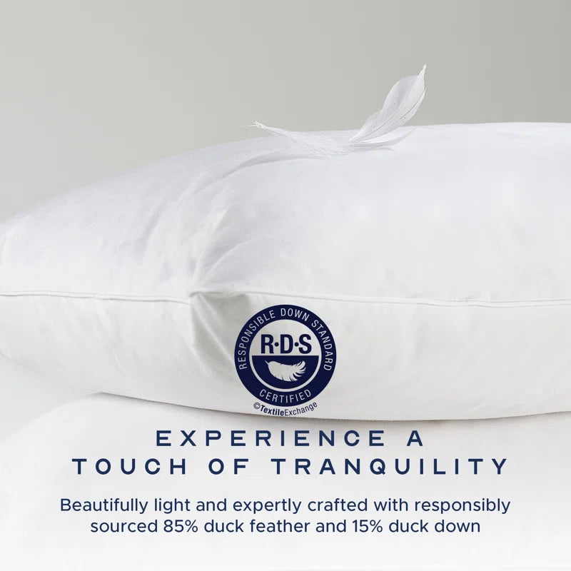 Scandinavian Duck Feather & down Pillow Medium Support Back Sleeper Pillow (Set of 2)