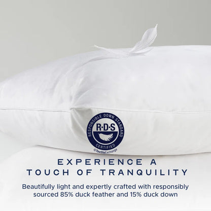 Scandinavian Duck Feather & down Pillow Medium Support Back Sleeper Pillow (Set of 2)