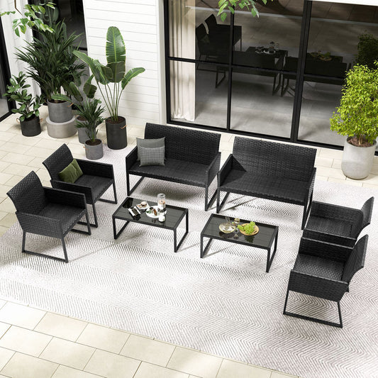 4 Pieces Wicker Patio Furniture Set with Quick-Drying Foam