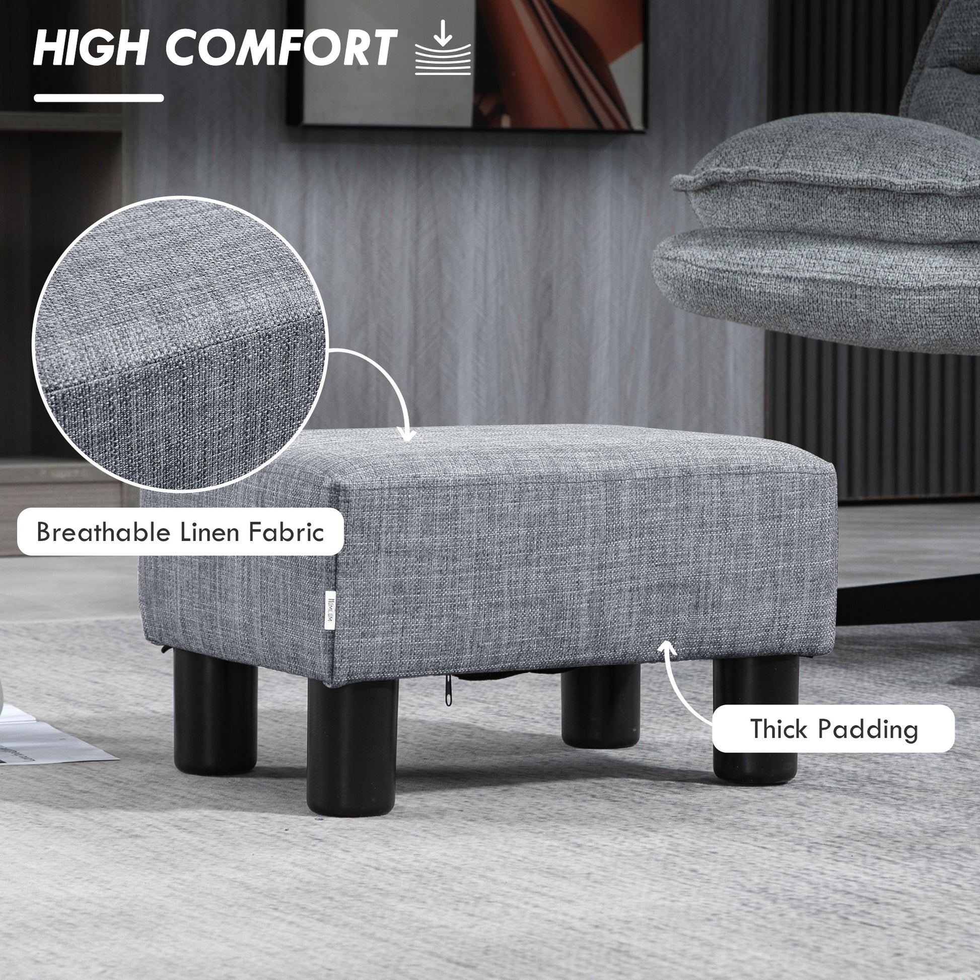 Footstool Small Footrest Upholstery with Plastic Legs