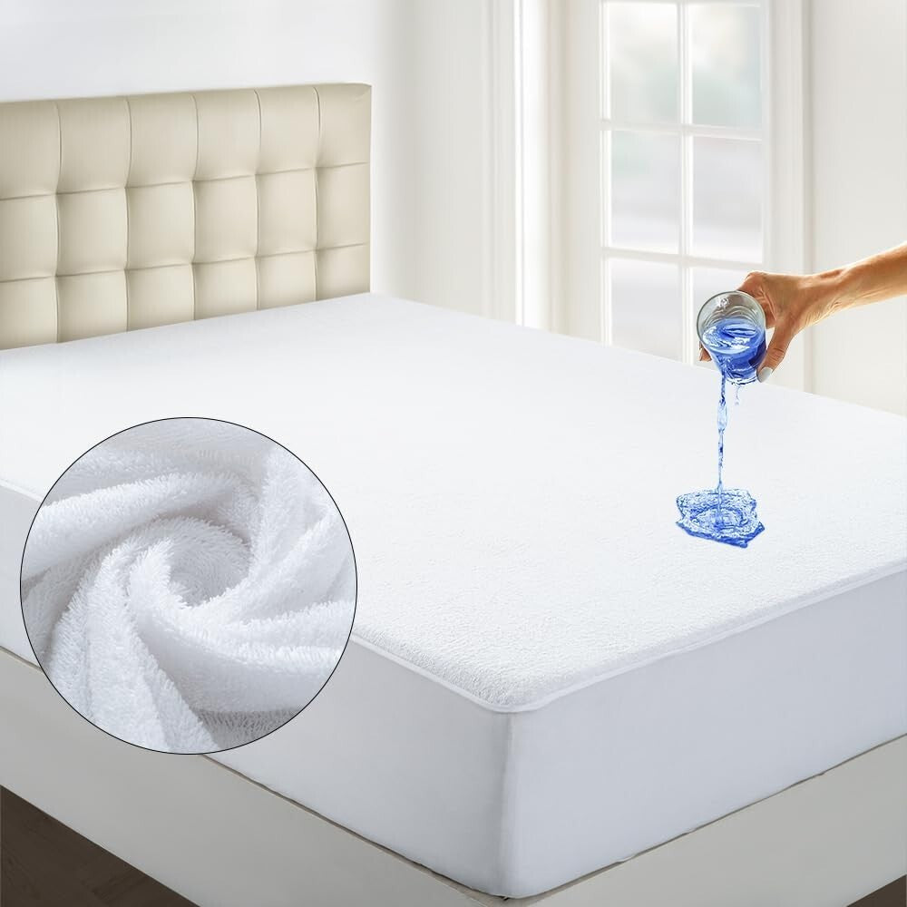 New Waterproof Terry Towel Mattress Protector Fitted Bed Cover Double Non-Noisy