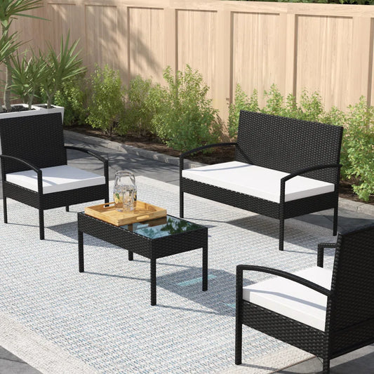 Cottage Rattan 4 - Person Seating Group with Cushions