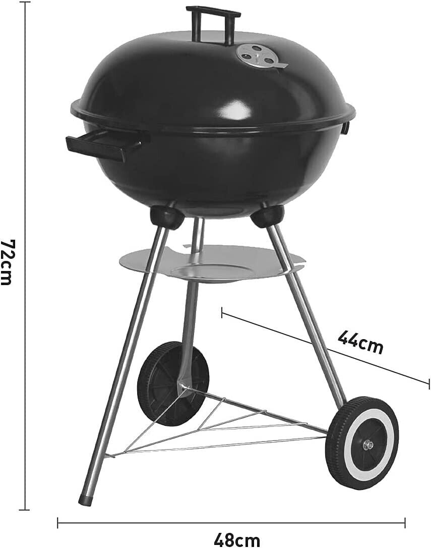 17’ Charcoal Kettle BBQ Grill with Lid & Wheels / Outdoor, Picnic, Camping, Cook