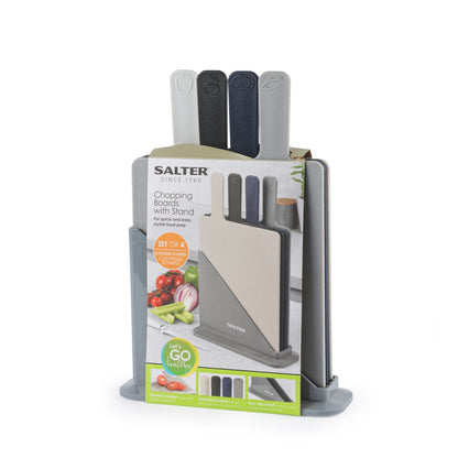 Salter Chopping Boards Set of 4 Charcuterie with Non-Slip Stand Dishwasher Safe