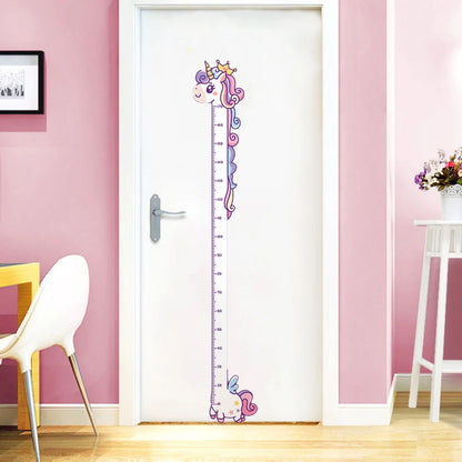 Cute Cartoon Height Sticker Unicorn Dinosaur Giraffe Wall Height Measuring Ruler Stickers for Kids Room Kindergarten Decor