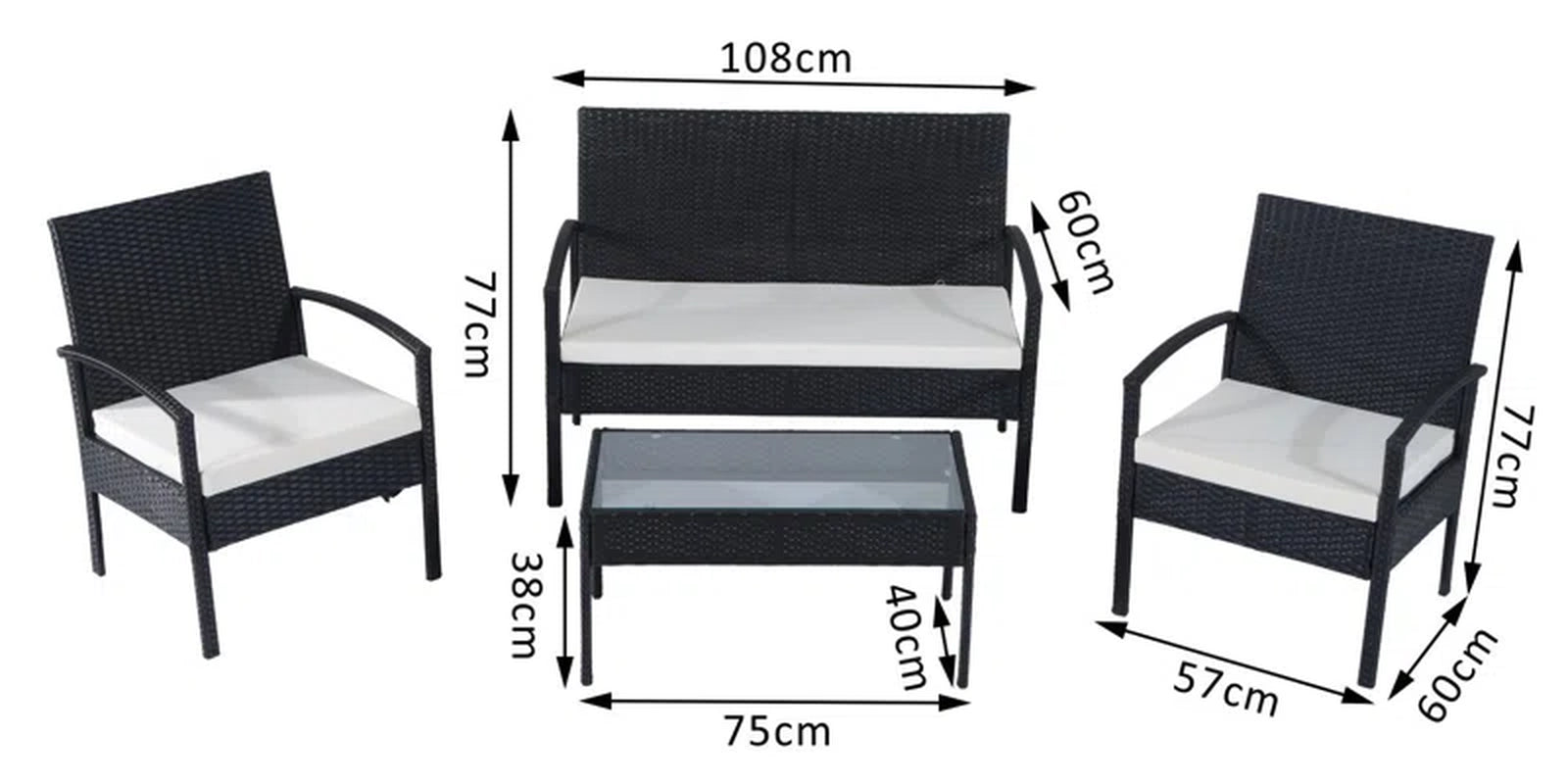 Cottage Rattan 4 - Person Seating Group with Cushions