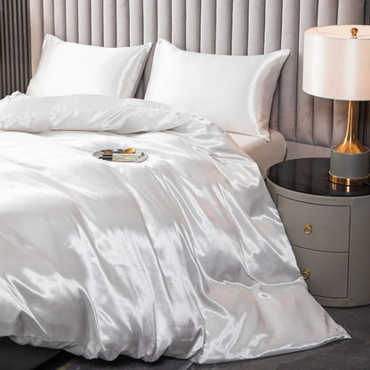 Satin Surface Duvet Cover Colored Bedding Set QUEEN KING Size Quilt Cover High Quality Skin Friendly Fabric Bedding Cover