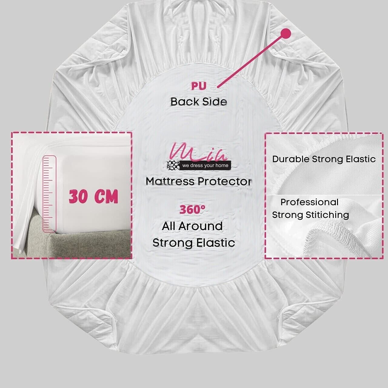 New Waterproof Terry Towel Mattress Protector Fitted Bed Cover Double Non-Noisy