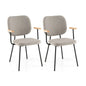 Set of 2 Linen Fabric Upholstered Dining Chairs with Curved Backrest