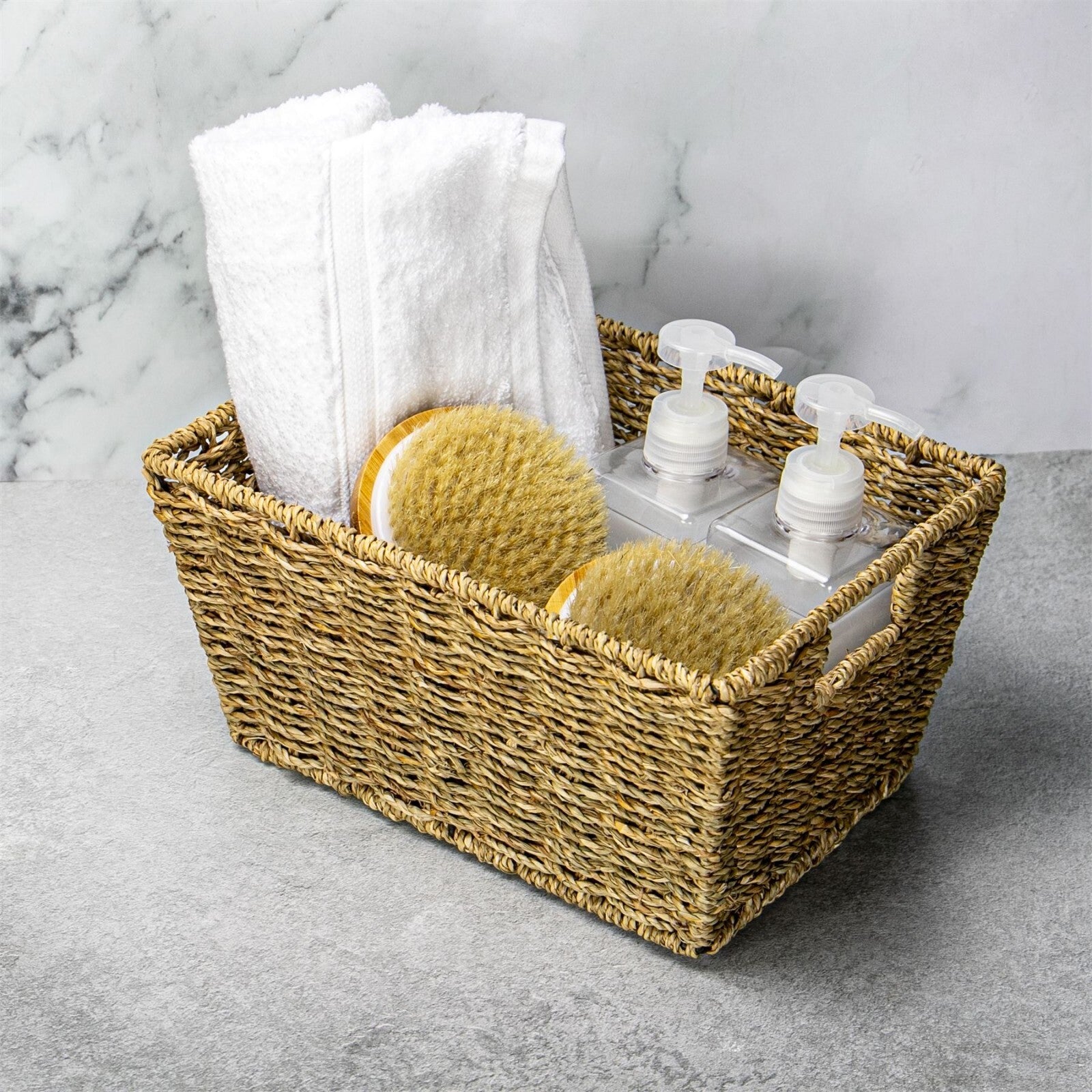 Natural Seagrass Storage Basket - Set of 2 Eco-Friendly Woven Basket | M&W