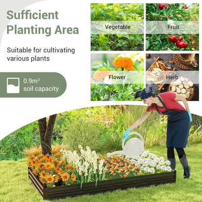 Metal Raised Garden Bed Rectangular Elevated Flower Herbs Planter Box Open Base