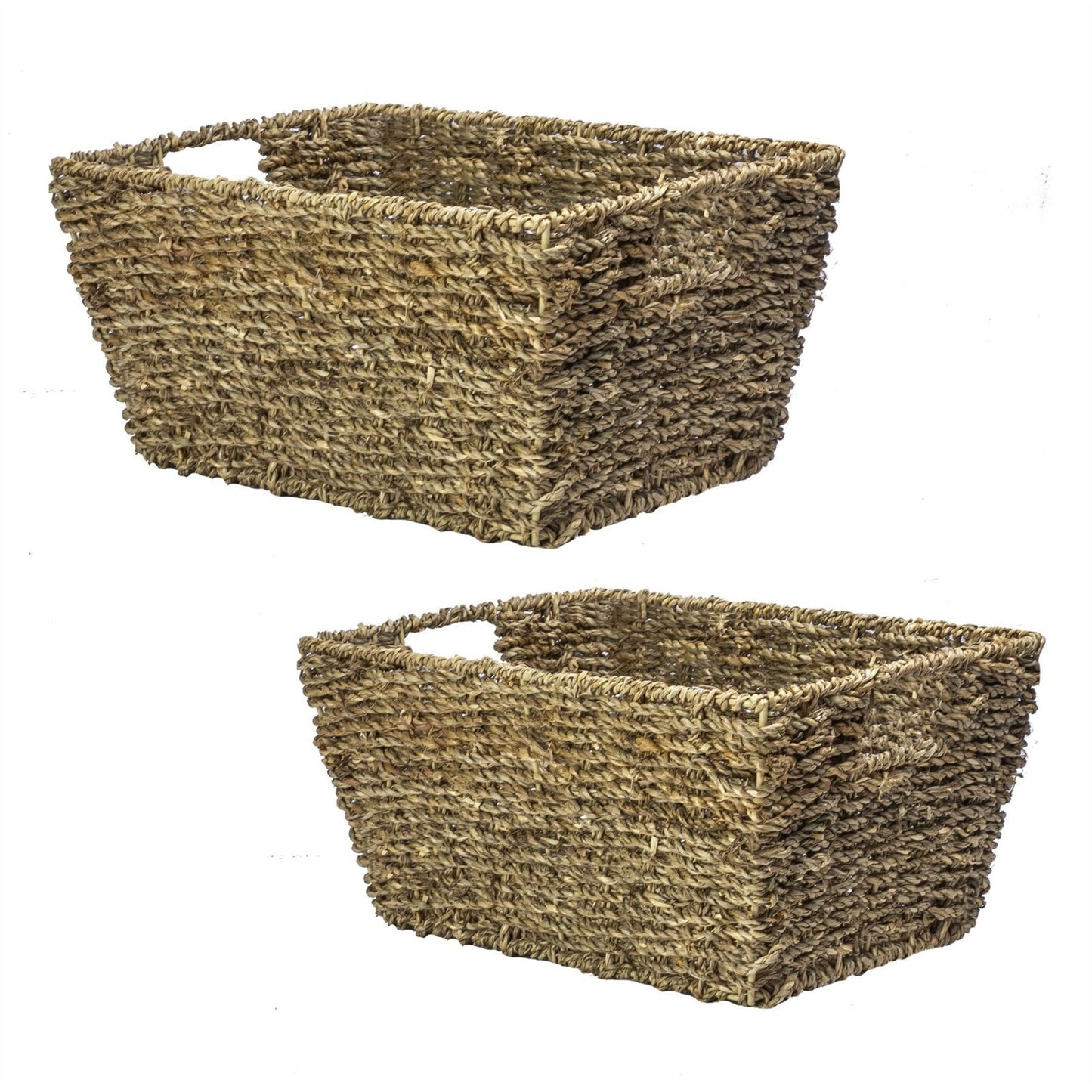 Natural Seagrass Storage Basket - Set of 2 Eco-Friendly Woven Basket | M&W