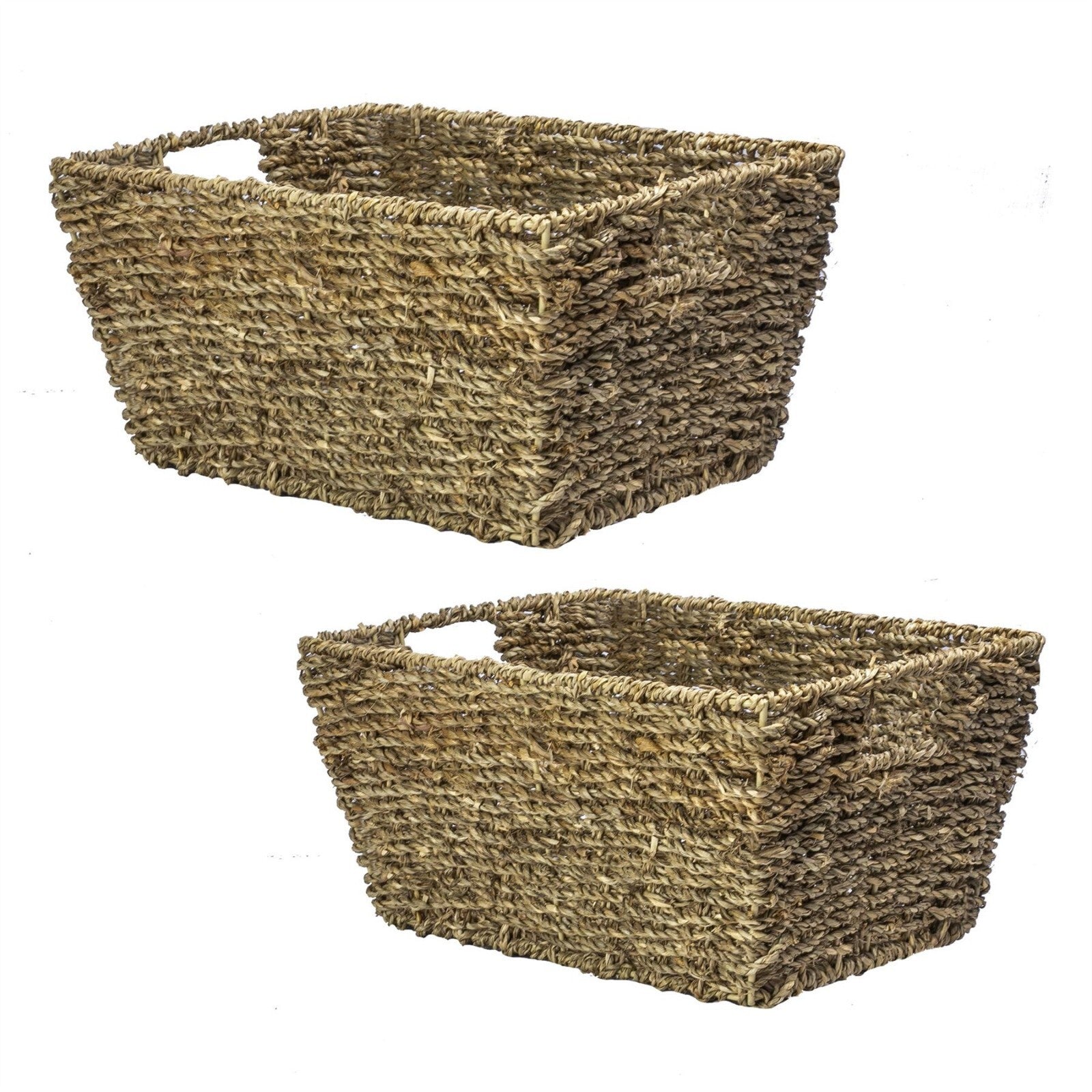 Natural Seagrass Storage Basket - Set of 2 Eco-Friendly Woven Basket | M&W