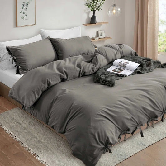 Massouda Microfiber Solid Colour Duvet Cover Set with Pillowcases
