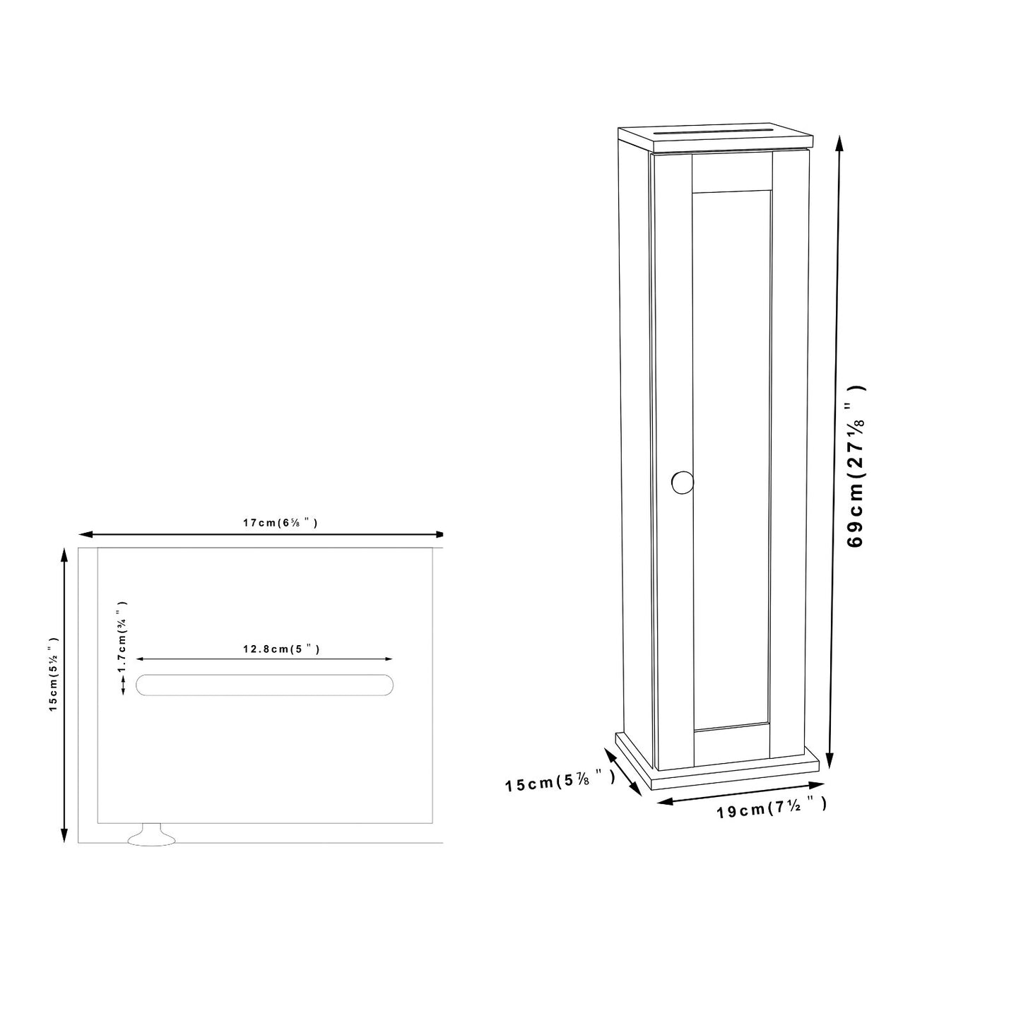 3Pc Bathroom Wood Unit under Sink Cabinet Mirror Cupboard Toilet Paper Dispenser