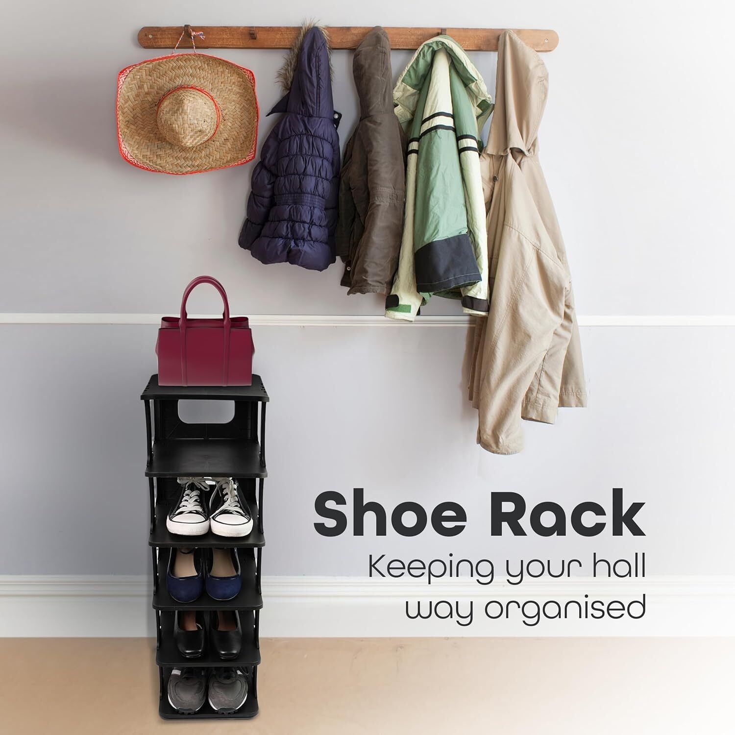 5 Tier Vertical Shoe Holder Stand Rack Available in Black and White Color