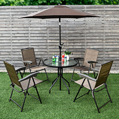Set of 4 Patio Folding Chairs Portable Garden Armchairs Adjustable
