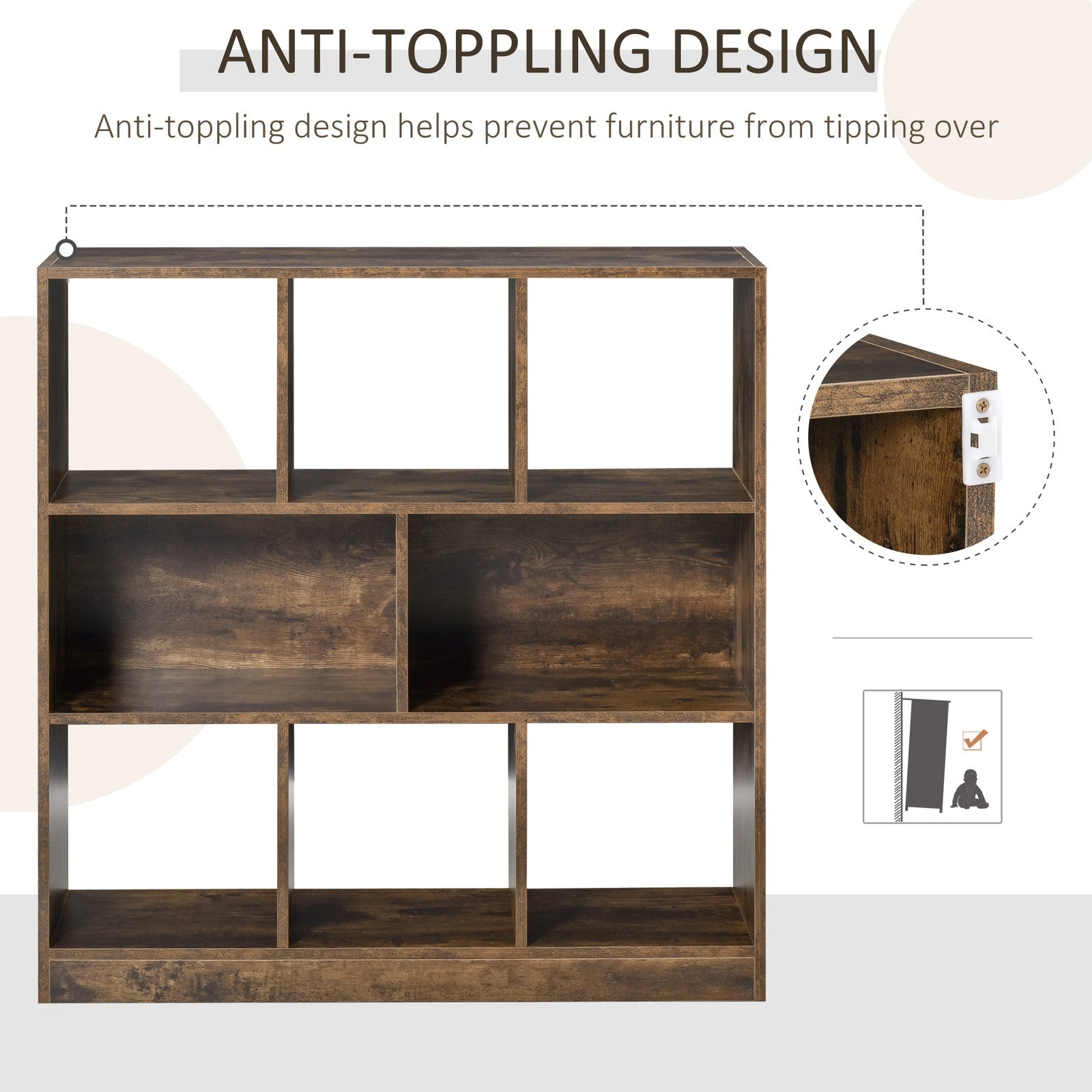 Storage Shelf 3-Tier Bookcase Display Rack Home Organizer for Home Office