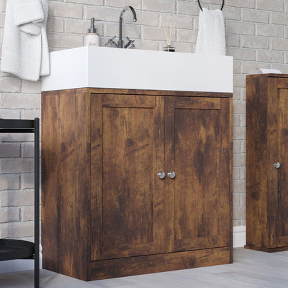 3Pc Bathroom Wood Unit under Sink Cabinet Mirror Cupboard Toilet Paper Dispenser