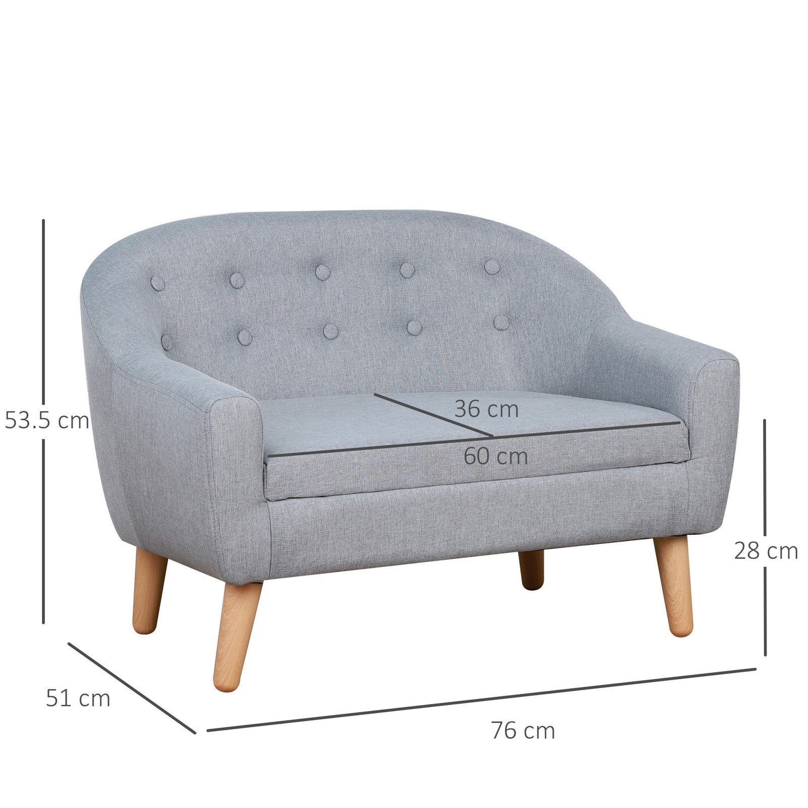 HOMCOM Kids Sofa Children Couch Toddler Armchair Seat Bedroom Nursery Grey