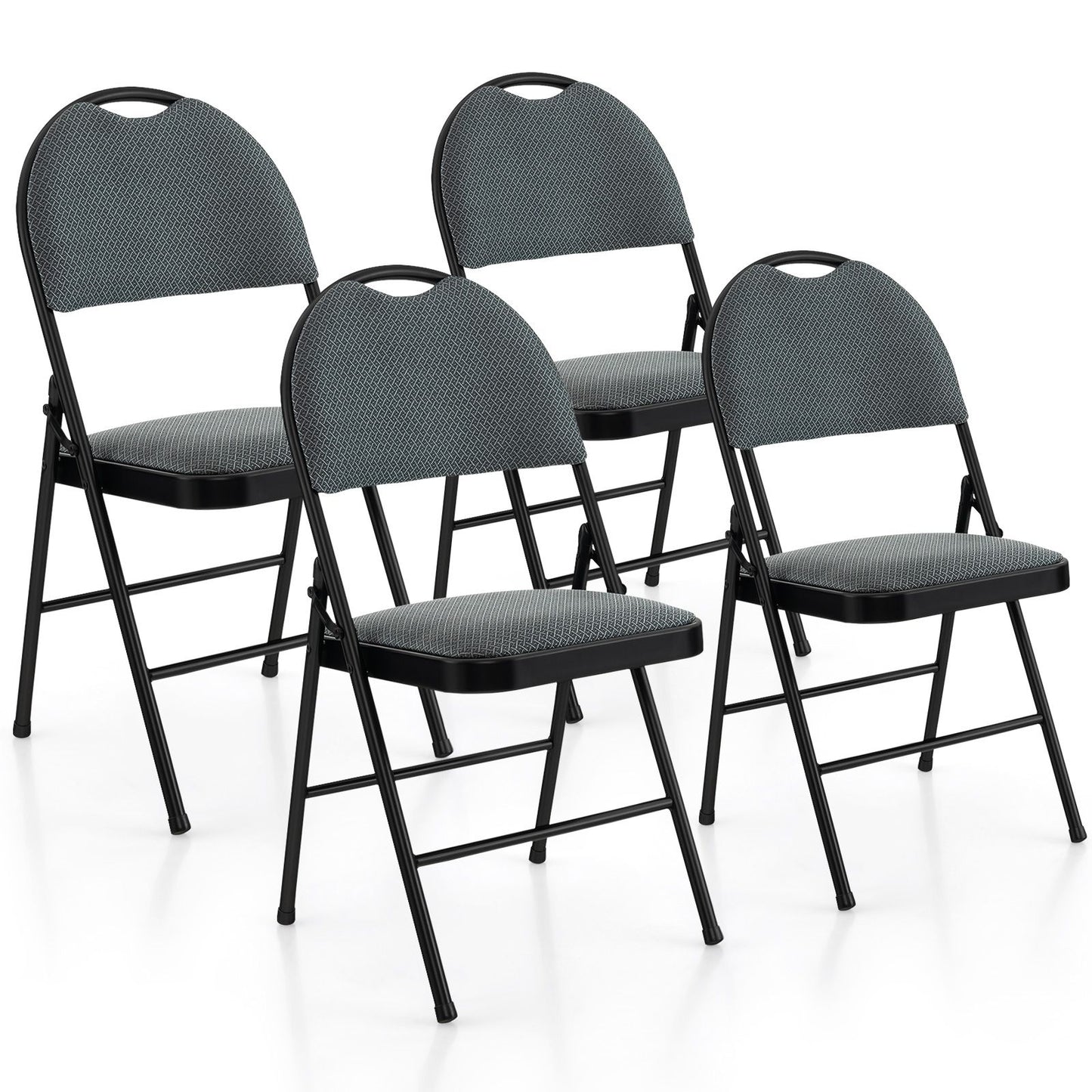 4 Pieces Folding Fabric Dining Chairs with Cushioned Seat and Back