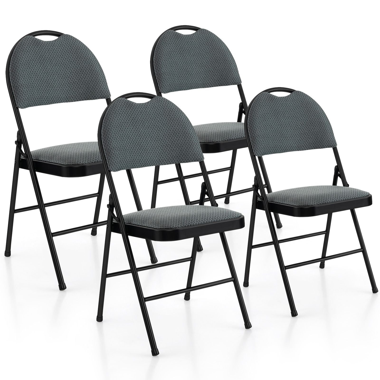 4 Pieces Folding Fabric Dining Chairs with Cushioned Seat and Back