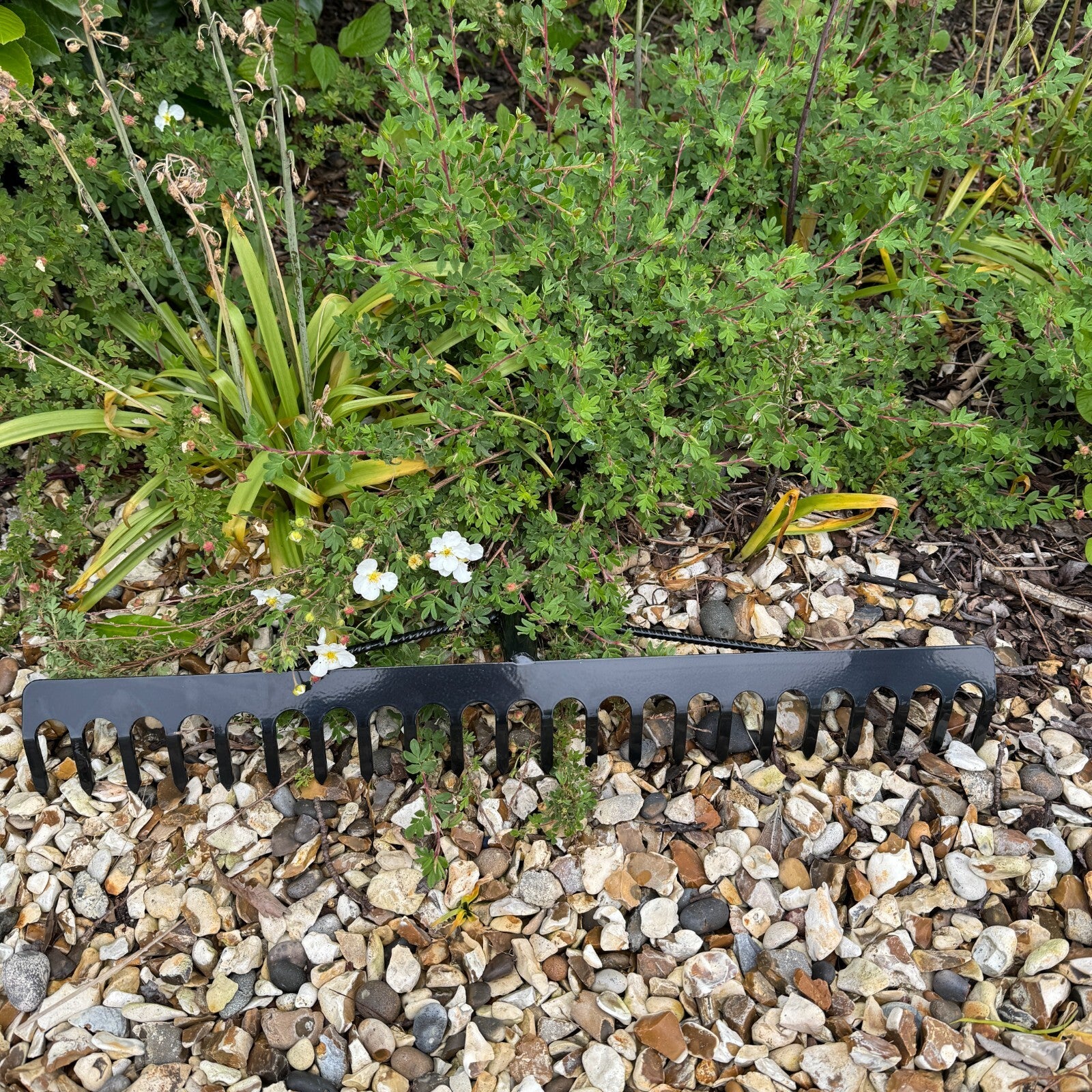 Garden Rake Steel Hardened Heavy-Duty for Hay Leaves Lawn Pebbles Removal Tool