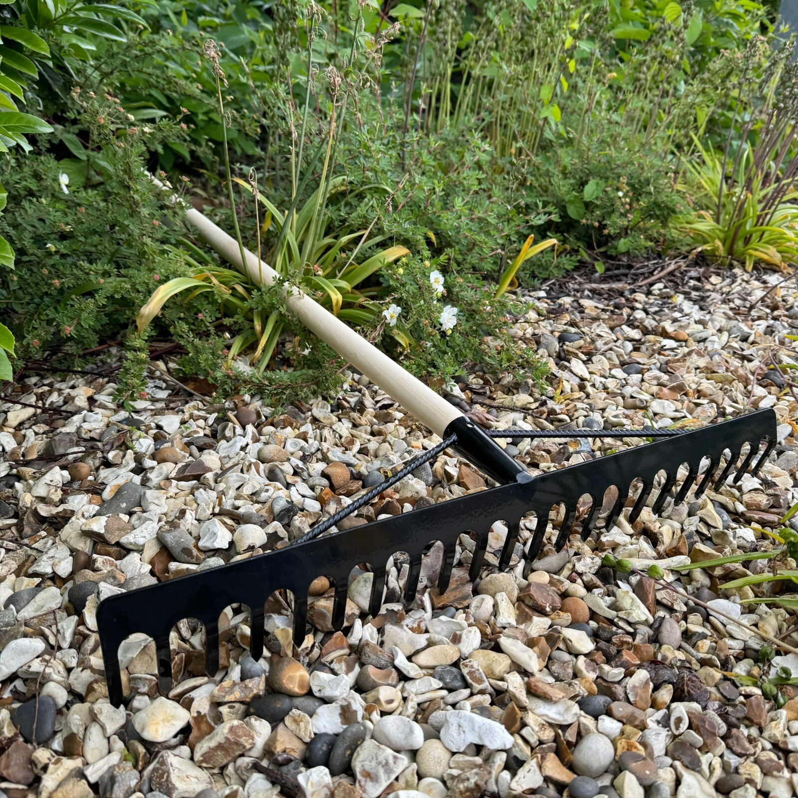 Garden Rake Steel Hardened Heavy-Duty for Hay Leaves Lawn Pebbles Removal Tool