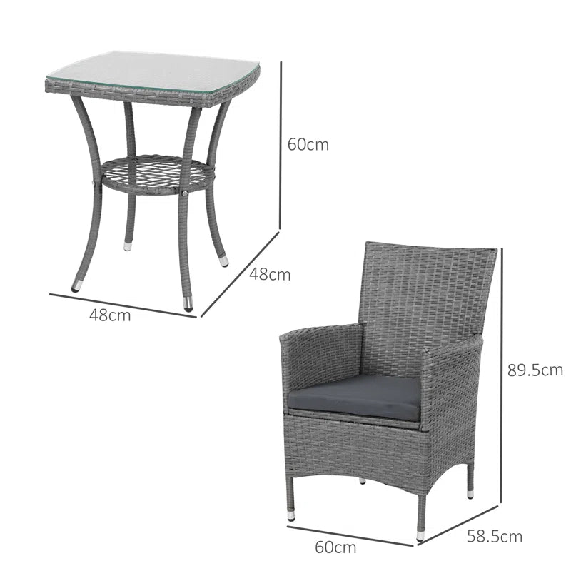 Basilica 2 Seater Bistro Set with Cushions