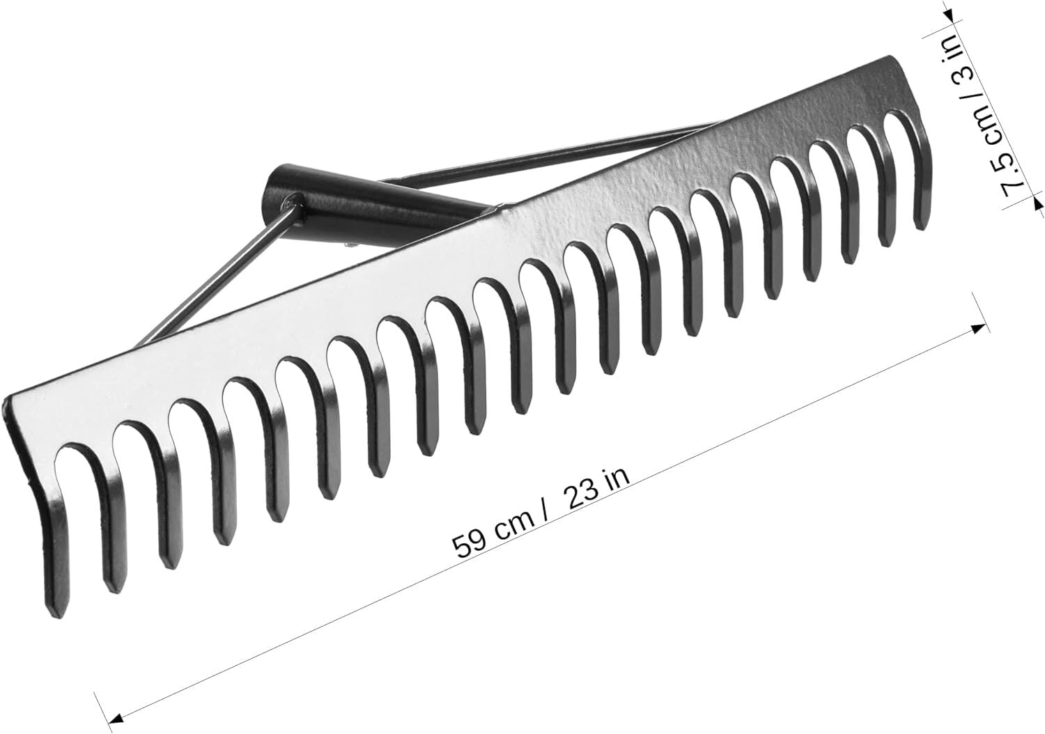 Garden Rake Steel Hardened Heavy-Duty for Hay Leaves Lawn Pebbles Removal Tool