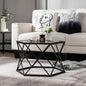 Modern Accent Geometric Glass Coffee Table with Solid Metal Frame