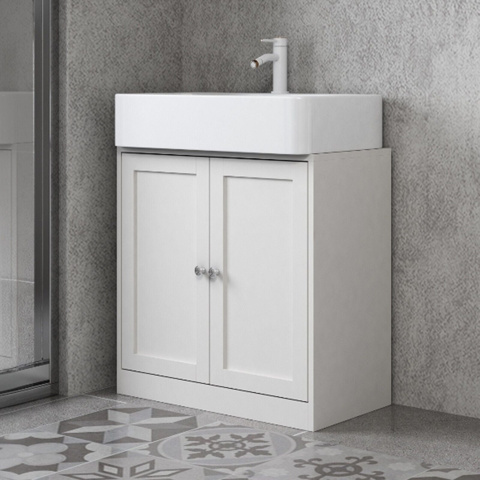 3Pc Bathroom Wood Unit under Sink Cabinet Mirror Cupboard Toilet Paper Dispenser