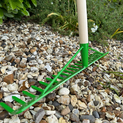 Garden Rake Steel Hardened Heavy-Duty for Hay Leaves Lawn Pebbles Removal Tool