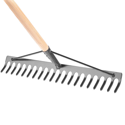 Garden Rake Steel Hardened Heavy-Duty for Hay Leaves Lawn Pebbles Removal Tool