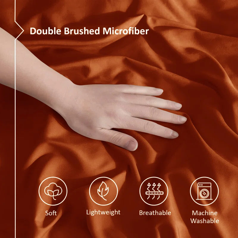 Lameya Luxury Microfibre 200 TC Duvet Cover Plain Bedding Sets with Pillow Cases