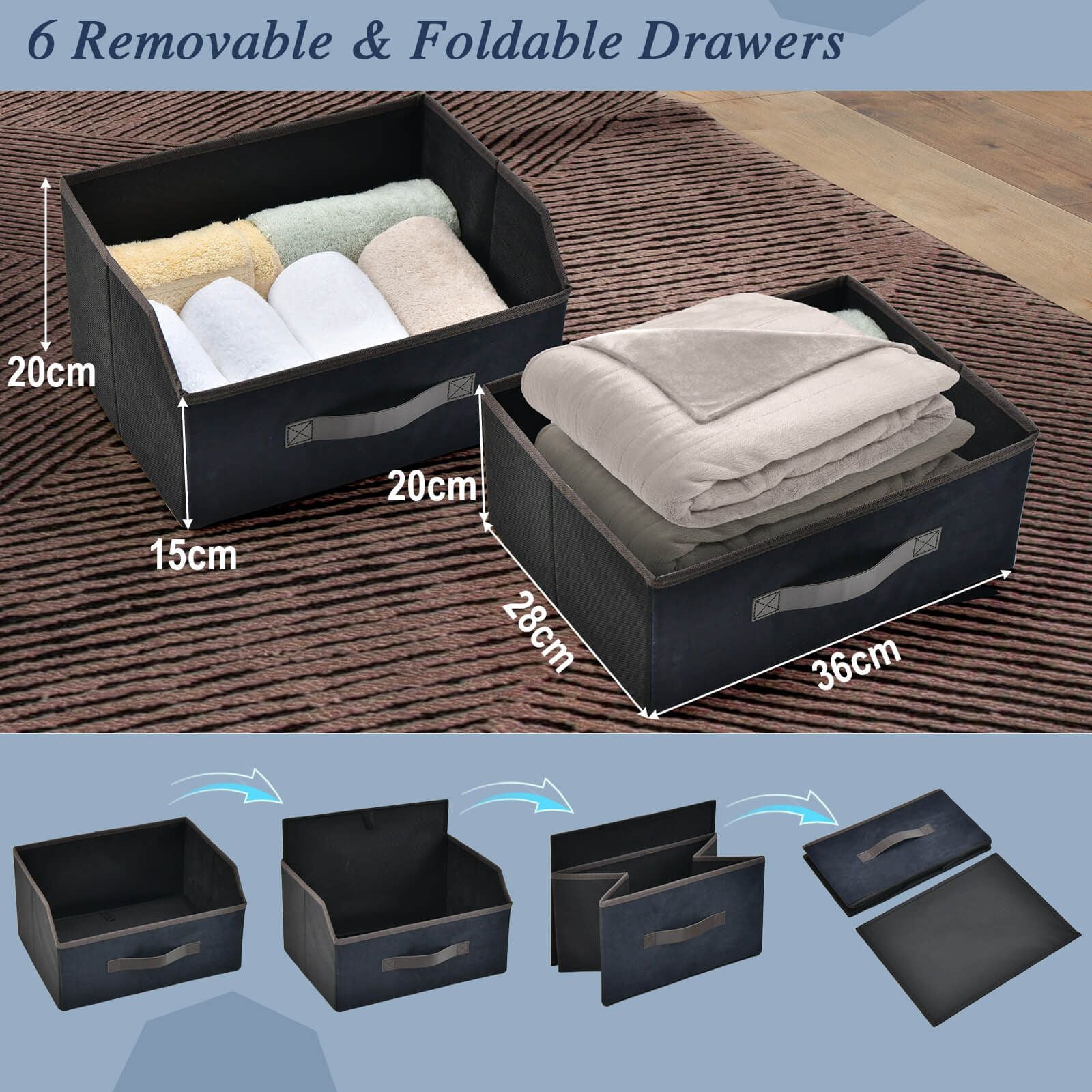 6-Drawer Dresser with Metal Frame and Anti-Toppling Devices