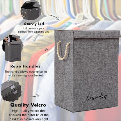 Laundry Basket Dirty Washing Clothes Storage Folding Bin Bag Hamper with Lid