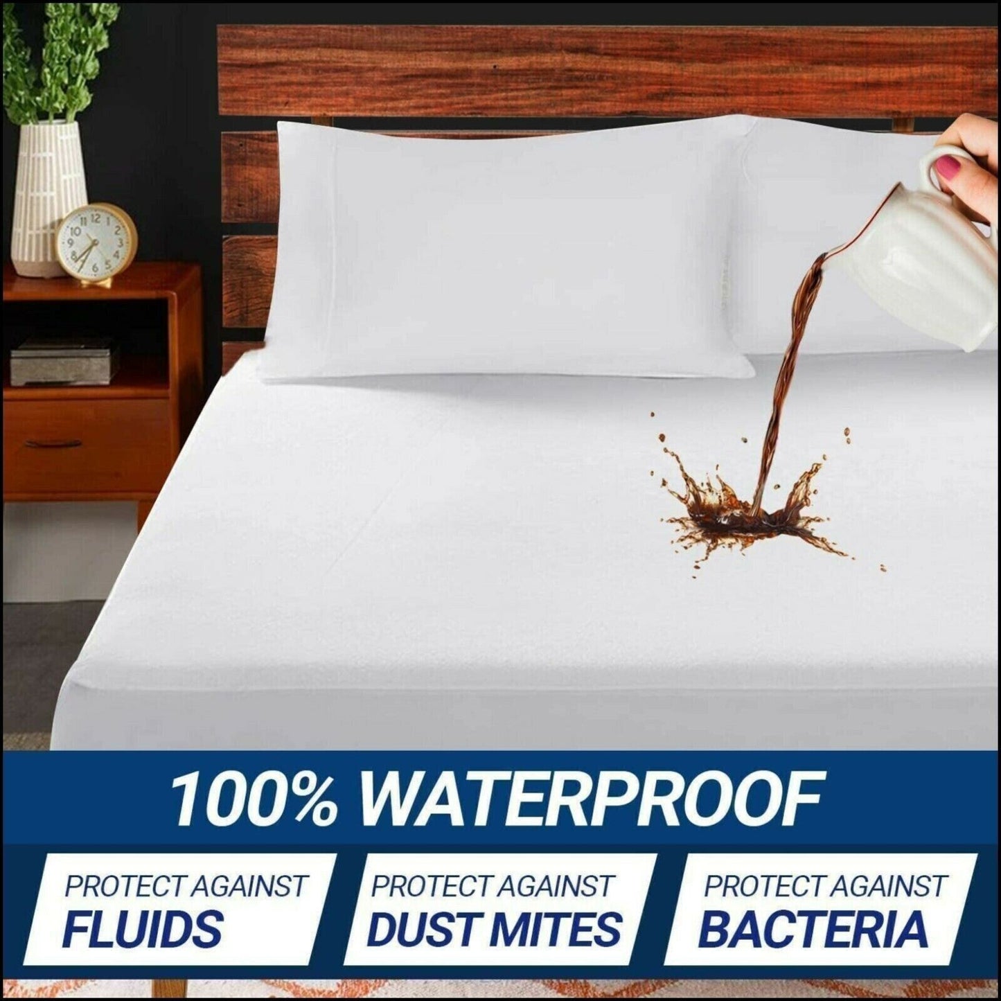 New Waterproof Terry Towel Mattress Protector Fitted Bed Cover Double Non-Noisy