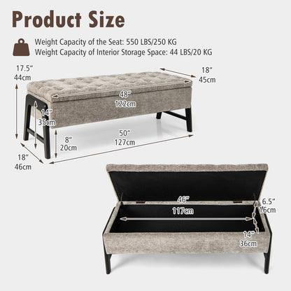 Modern Chenille Storage Bench Upholstered Tufted Ottoman Bench