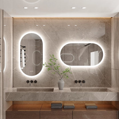 Waterproof Illuminate Bathroom Light Vanity Mirror Frameless Touch Screen Backlit Demist Wash Basin Mirror