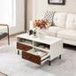 Modern Coffee Table Rectangle Side Table Woode Tea Table W/2 Drawers & 2 Shelves