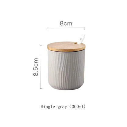 Nordic Ceramic Seasoning Jar with Lid Spoon Seasoning Pot Salt Shaker Sugar Bottle Organizer Home Kitchen Supplies Storage Set