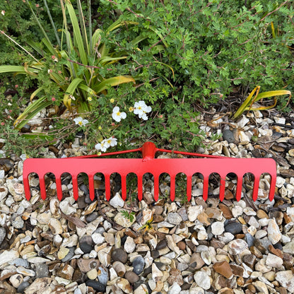 Garden Rake Steel Hardened Heavy-Duty for Hay Leaves Lawn Pebbles Removal Tool