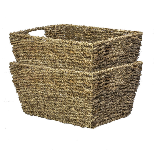 Natural Seagrass Storage Basket - Set of 2 Eco-Friendly Woven Basket | M&W