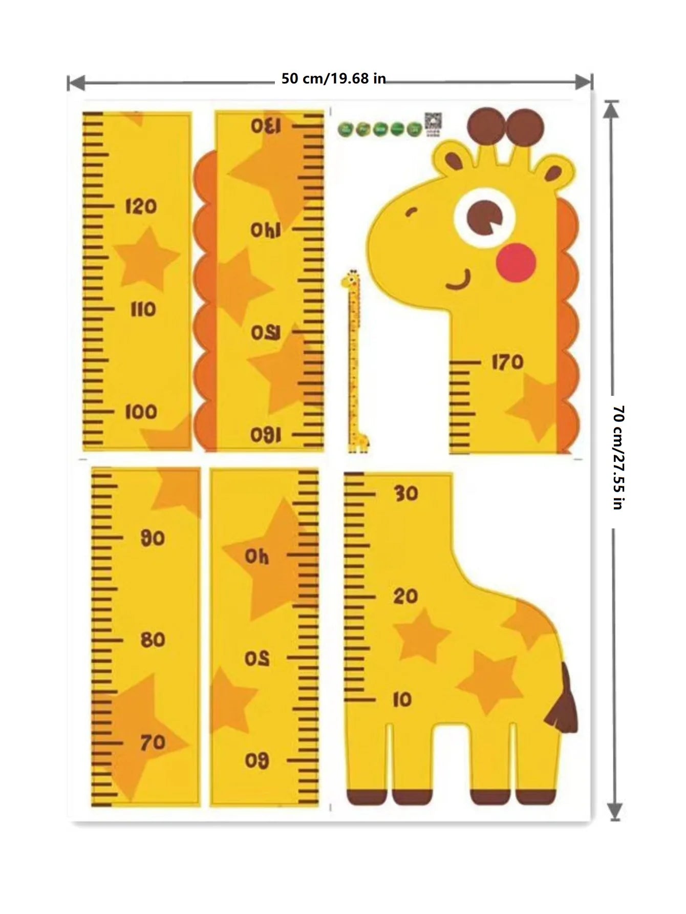 Cute Cartoon Height Sticker Unicorn Dinosaur Giraffe Wall Height Measuring Ruler Stickers for Kids Room Kindergarten Decor