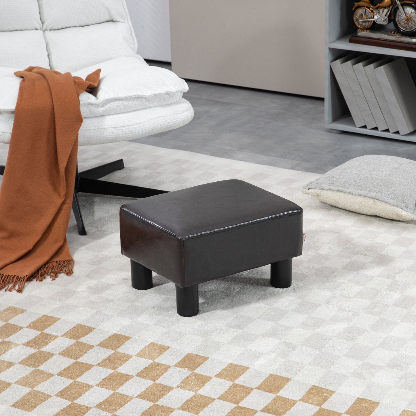 Footstool Small Footrest Upholstery with Plastic Legs