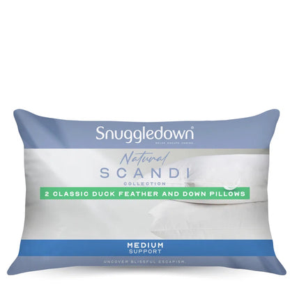 Scandinavian Duck Feather & down Pillow Medium Support Back Sleeper Pillow (Set of 2)